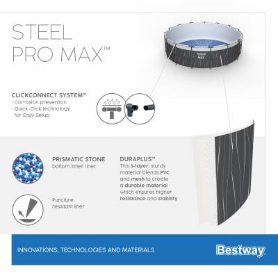11w1 Basen stelażowy Steel Pro MAX LED 457x107 cm - Bestway 561GD